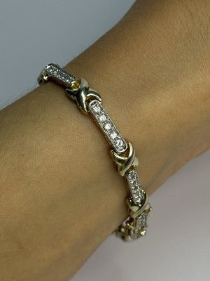 Elegant 925 Sterling Silver CZ Bracelet Length 7.5 Inch