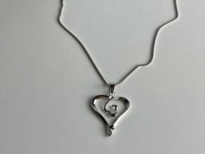 925 Sterling Silver Sapphire "Heart" Chain With Pendant