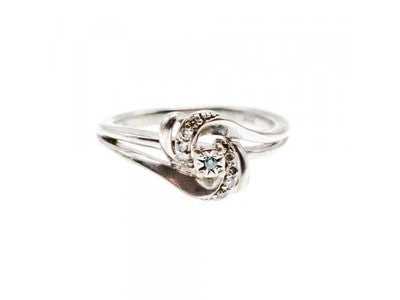 925 Sterling Silver Blue & White Topaz Ring Size 7