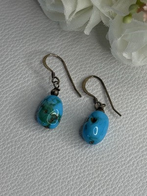 925 Sterling Silver Turquoise Earrings Length 1.20 Inch
