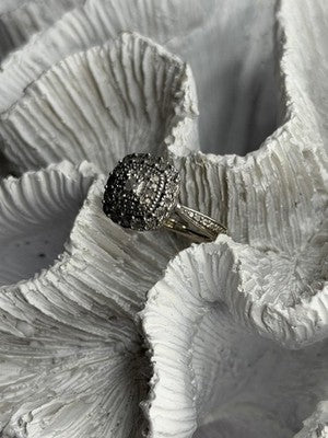 925 Sterling Silver White Topaz Ring Size 5