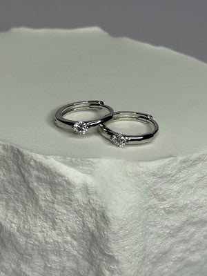925 Sterling Silver Minimalist CZ Earrings Length 0.5 Inch