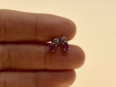 925 Sterling Silver Gold Plated Pink Topaz & Diamond Stud Earrings
