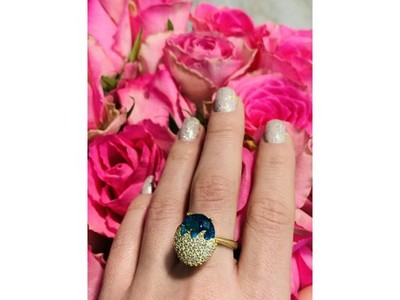 925 Sterling Silver Alpanite & CZ Ring Size 6.5