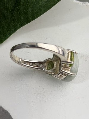 Joy 925 Sterling Silver Jade & Peridot Ring Size 10