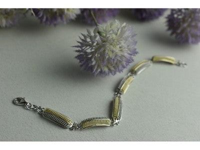 925 Sterling Silver Gold Plated Bracelet Italy Size 7.5 IN