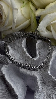Elegant Multi Row 925 Sterling Silver Tennis Clear White Topaz Stones Bracelet 7