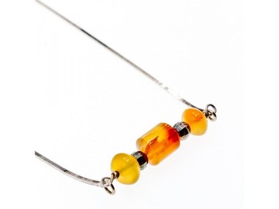 925 Sterling Silver Amber Necklace 33.4 in