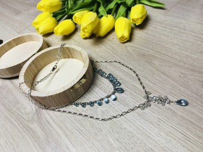 925 Sterling Silver Blue Jadeite Necklace