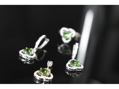 925 Sterling Silver Alpanite & CZ Jewelry SET Turkey