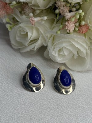 925 Sterling Silver Sodalite Earrings Length 0.95 Inch