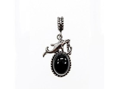 925 Sterling Silver Onyx Dolphin Pendant