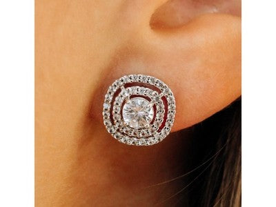 925 Sterling Silver CZ "Holiday" Stud Earrings