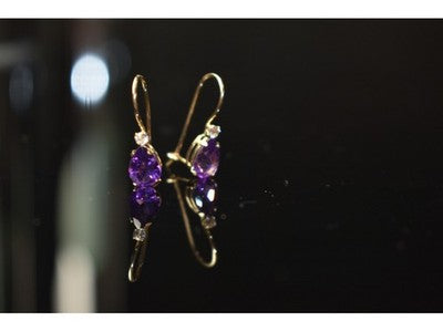 10K Yellow Gold Tourmaline & Diamond Earrings