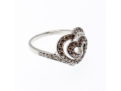 925 Sterling Silver Sapphires "Heart" Ring Size 7