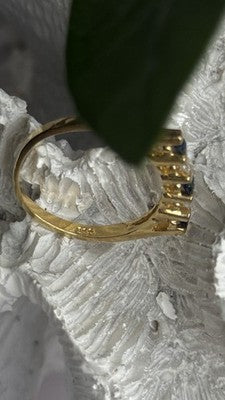 14K 585 Yellow Gold Sapphire 0.18 CTW & Diamond 0.10 CTW Ring Size 6