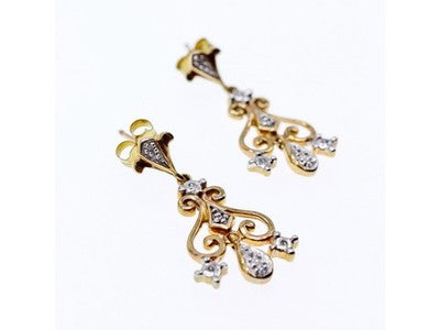 10K Yellow Gold Diamonds Earrings