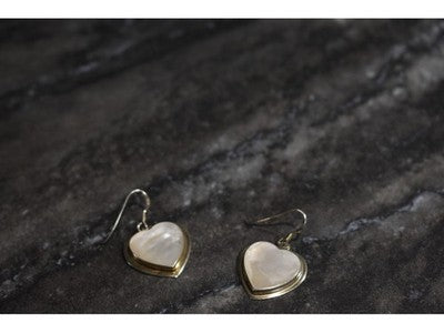 925 Sterling Silver Moonstone "Hearts" Earrings