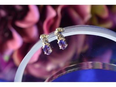 925 Sterling Silver Purple Iolite Stud Earrings