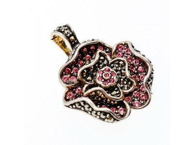925 Sterling Silver Spinel & Marcasites "Rose" Pendant