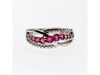 925 Sterling Silver Pink Spinel Ring Size 7.25