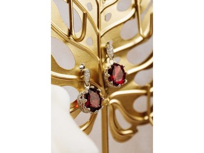 925 Sterling Silver Rubellite & CZ Earrings