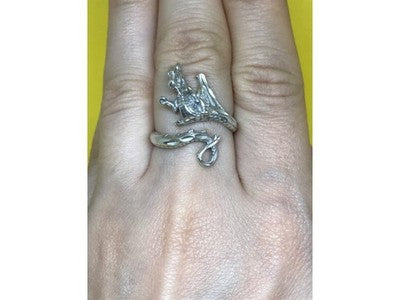 925 Sterling Silver "Dragon" Ring Size 8 (Adjustable)