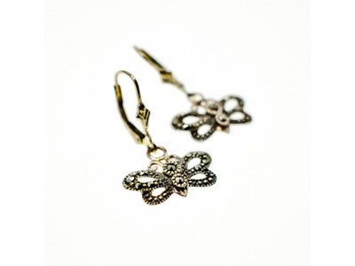 Vintage 925 Sterling Silver Marcasites "Butterflies" Earrings