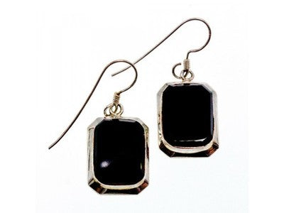 925 Sterling Silver Black Nephrite Earrings