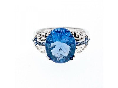 925 Sterling Silver Aquamarine & Iolite Ring Size 6.5