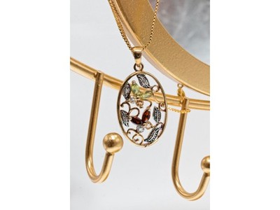 925 Sterling Silver Gold Plated Multi Gemstones Chain With Pendant