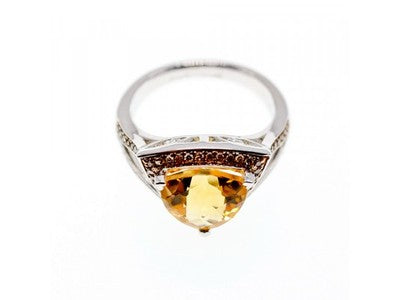 925 Sterling Silver Heliodor & Hessonite Ring Size 7