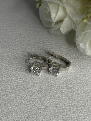 925 Sterling Silver CZ Earrings Length 0.65 Inch
