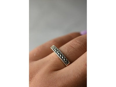 925 Sterling Silver Marcasites Ring Size 6.5