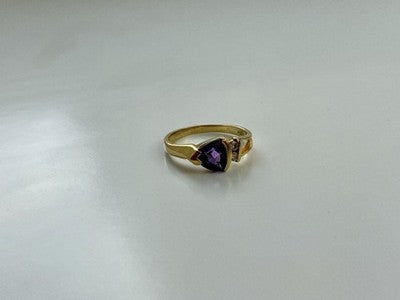 14K Yellow Gold Tourmaline & Diamonds Ring Size 3