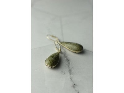 925 Sterling Silver Green Jasper Earrings