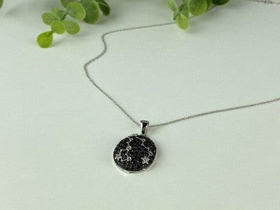 925 Sterling Silver Black & White Spinel Chain With Pendant