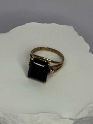 10K Yellow Gold Brown Tourmaline & Diamonds Ring Size 6
