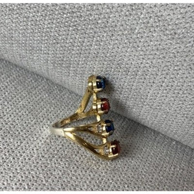 925 Sterling Silver Gold Plated Alpanite & CZ Ring Size 6.5
