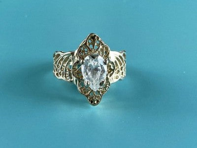 925 Sterling Silver White CZ Openwork Ring Size 6.5