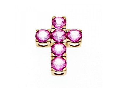 925 Sterling Silver Gold Plated Pink Topaz Cross Pendant