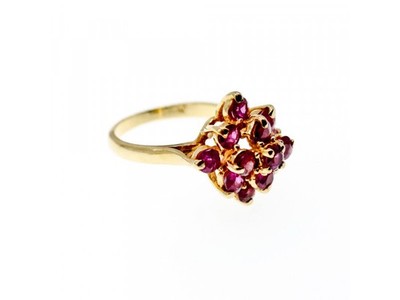 14K Yellow Gold Ruby Ring Size 6.75