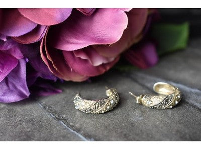 925 Sterling Silver CZ & Marcasites Stud Earrings
