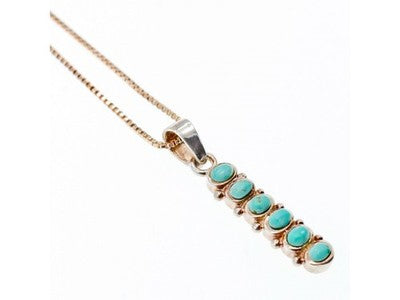 925 Sterling Silver Turquoise Chain With Pendant Italy