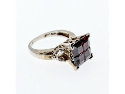 925 Sterling Silver Spessartine & Goshenite Ring Size 6.5