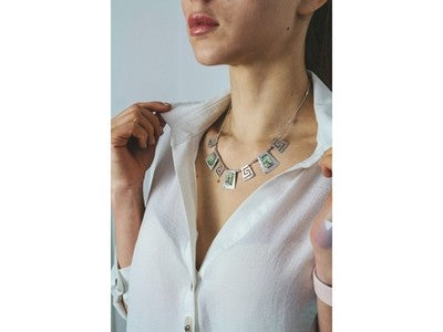 925 Sterling Silver Green Jade Necklace