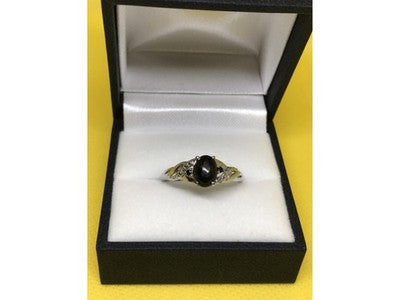 925 Sterling Silver Black Nephrite ( Jade ) Ring Size 9