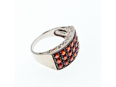 925 Sterling Silver Garnet Ring Size 8.5