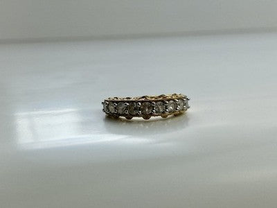 925 Sterling Silver Gold Plated White CZ Ring Size 7