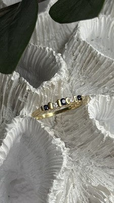 14K 585 Yellow Gold Sapphire 0.18 CTW & Diamond 0.10 CTW Ring Size 6